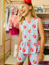 Girls Preppy Apple School Shorts Set with Matching Bow - Bowtism